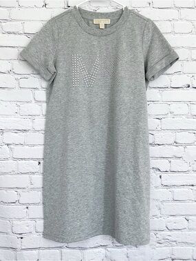 New Michael Michael Kors Dress Gray T-shirt Studded Logo Size Small